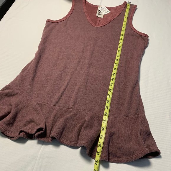 Free People V Neck Terry Cloth Peplum Tank Tunic - Picture 4 of 7
